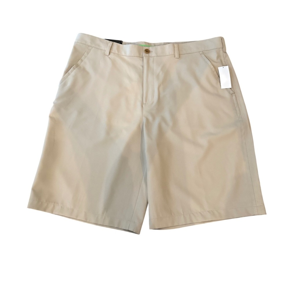 IZOD Golf Mens‎ Modern Performance Shorts 40 Tan Classic Fit Sun Control Wicking